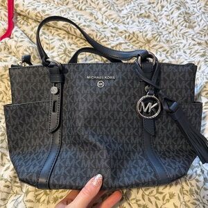 Michael Kors Navy Monogram Shoulder Bag